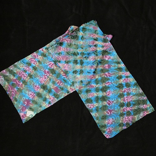 Large Floral Etched Rainbow Accordion Devore Scarf by Tye Dye Mary