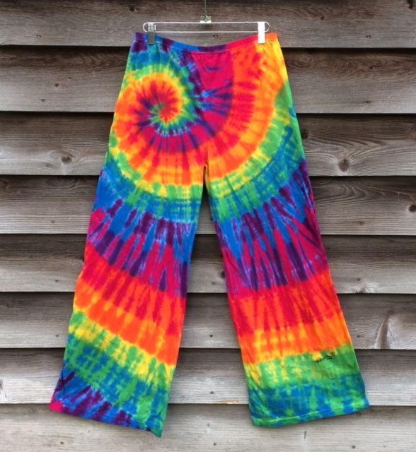 Rainbow Spiral Cotton Jersey Relaxed Pants