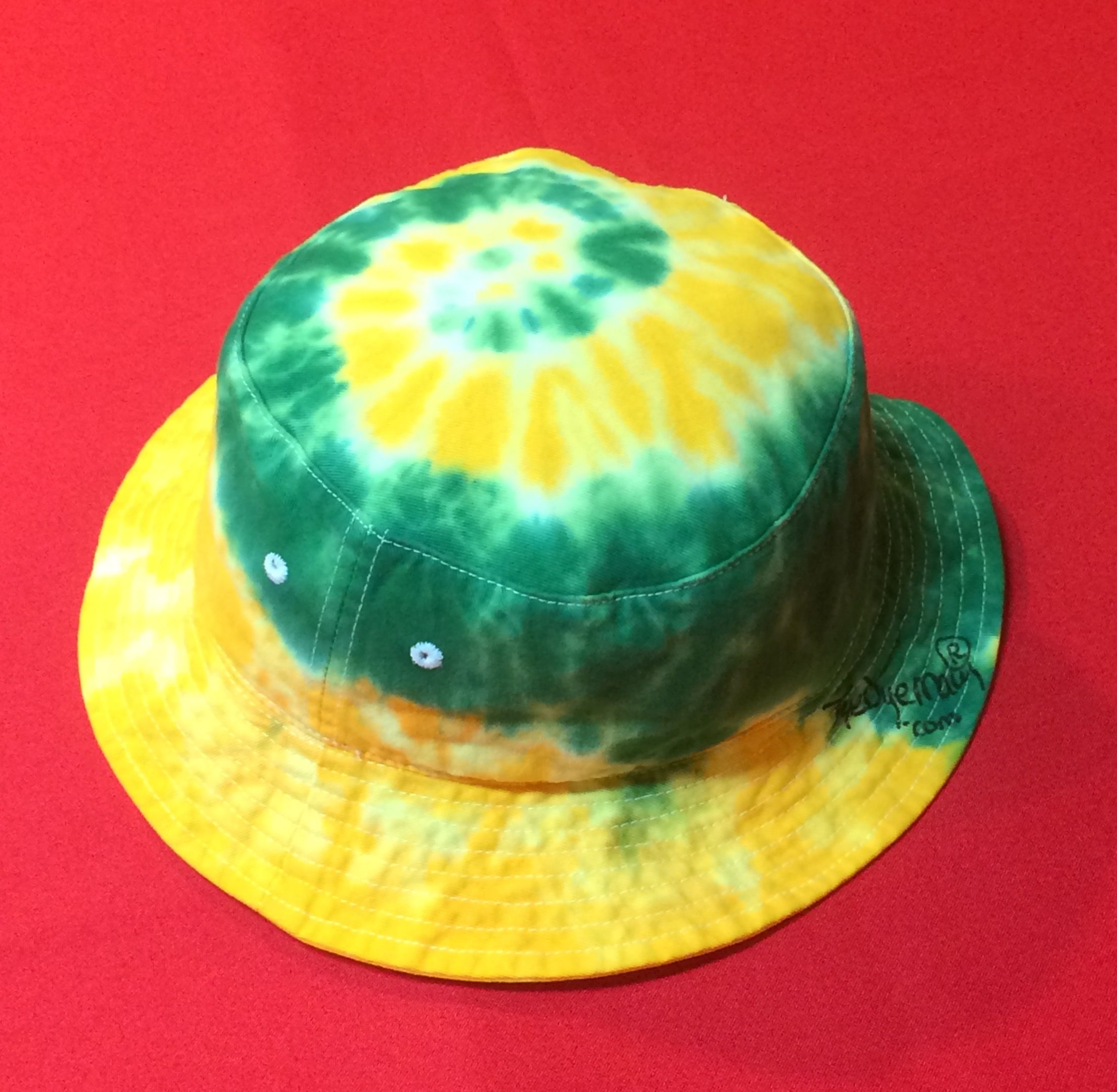 Deep Yellow And Green Spiral Adult Bucket Hat